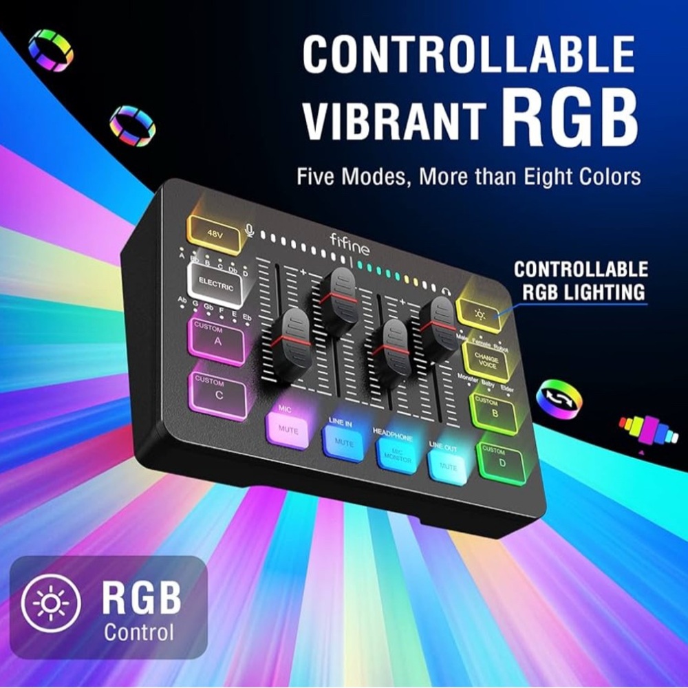 FIFINE Audio Mixer with Colorful Controls - Picture 6 of 7